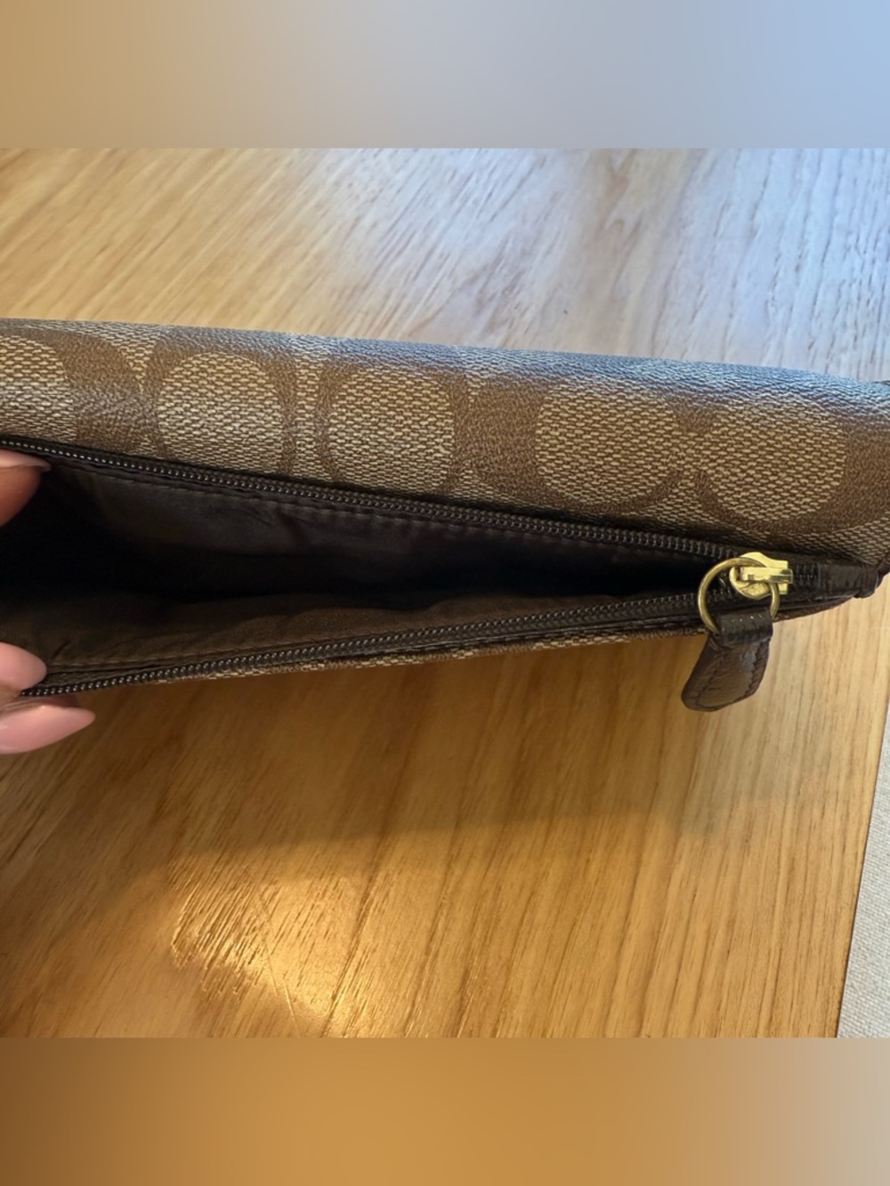 Coach Signature Canvas Continental Wallet in Brown - Picture 8 of 14
